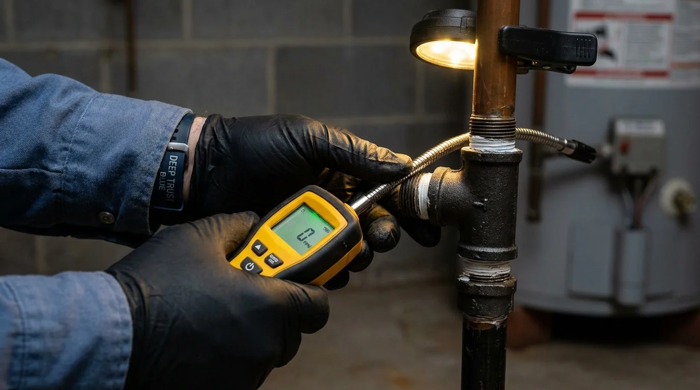 Gas leak detection with electronic sniffer by Johns Plumbing LLC in Dyersville